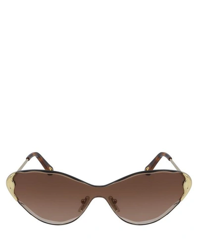 Shop Chloé Curtis Metal Cat-eye Sunglasses In Brown