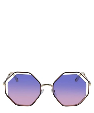 Shop Chloé Poppy Octagonal Cut-out Sunglasses In Purple
