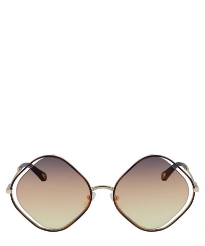 Shop Chloé Poppy Diamond Cut-out Sunglasses In Brown