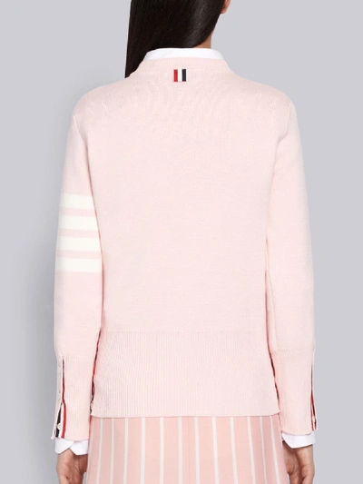 Shop Thom Browne Pink Cotton Crepe Milano Stitch Crewneck 4-bar Pullover