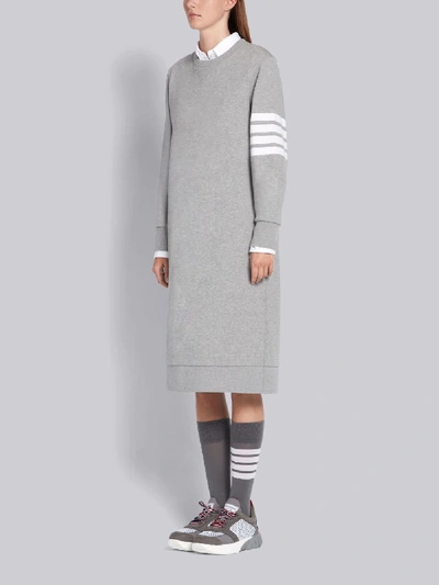Shop Thom Browne Light Grey Classic Loop Back 4-bar Sweater Dress