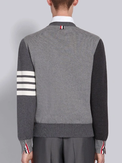 Thom Browne Milano Stitch Cotton Multi-colour 4 Bar Cardigan In 982 Tonal Grey