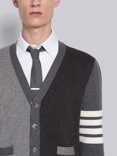 Thom Browne Milano Stitch Cotton Multi-colour 4 Bar Cardigan In 982 Tonal Grey