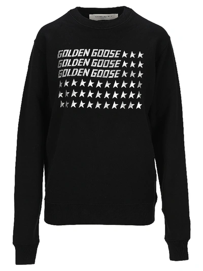 Shop Golden Goose Logo Usa Flag Print Sweatshirt In Black