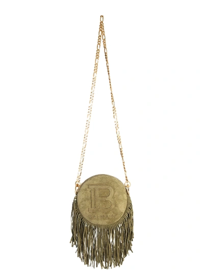 Shop Balmain Disco Shoulder Bag In Verde