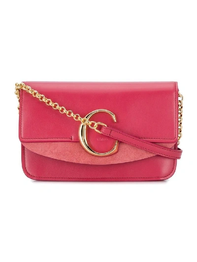 Shop Chloé Scarlet Pink C Ring Crossbody Bag In Burgundy