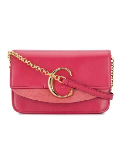 Shop Chloé Scarlet Pink C Ring Crossbody Bag In Burgundy