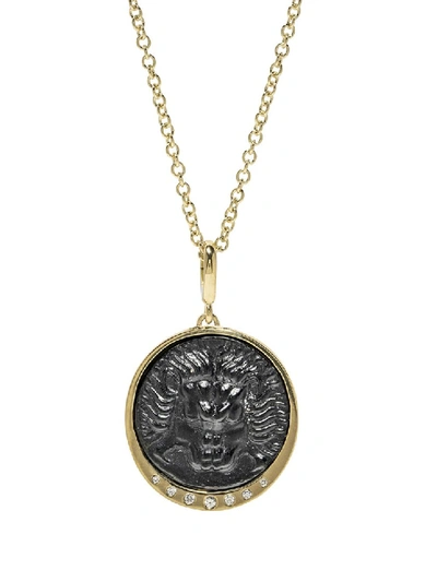 Shop Azlee Lion Diamond Italian Glass Coin Necklace In Not Applicable