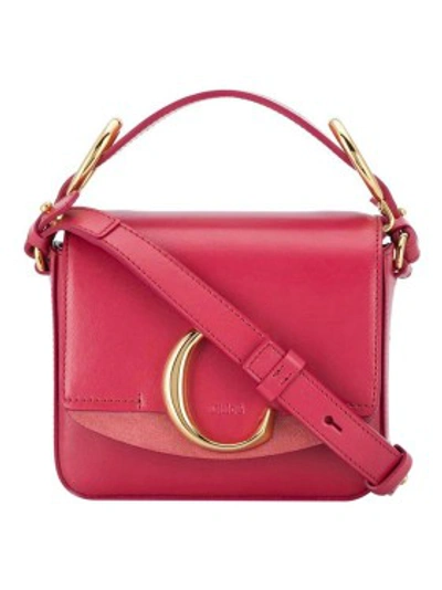 Shop Chloé Mini C Cross-body Bag Pink In Burgundy