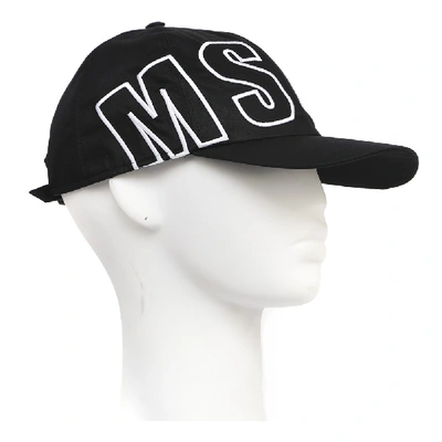 Shop Msgm Black Cotton Canvas Hat With  Logo