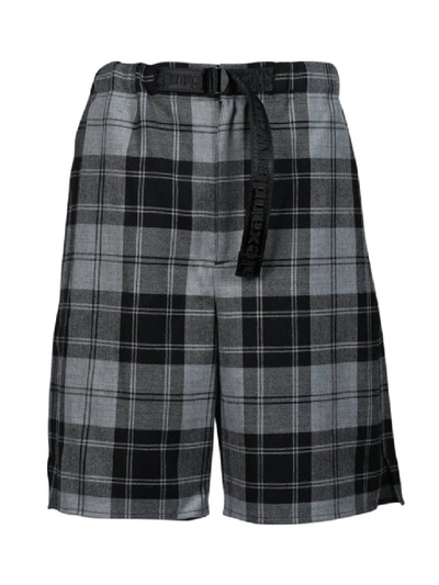 Shop Alexander Wang Wool Tartan Shorts In Black