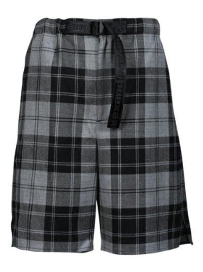 Shop Alexander Wang Wool Tartan Shorts In Black