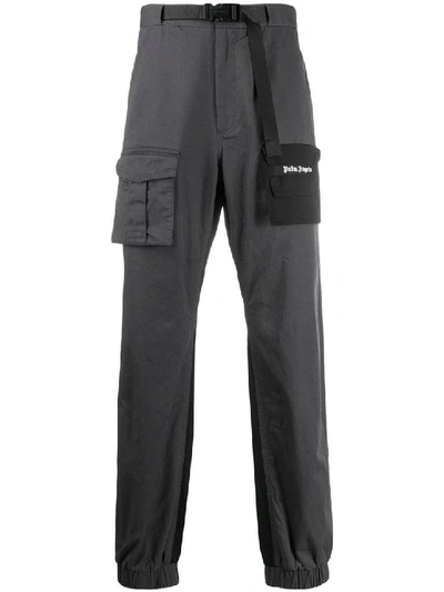 Shop Palm Angels Two-tone Logo Pants In Grey