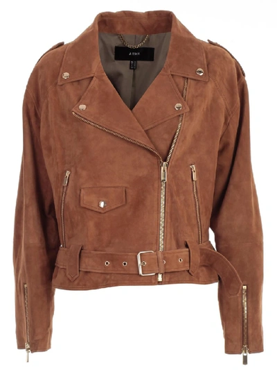 Shop Arma Jacket Leather Suede In Brown