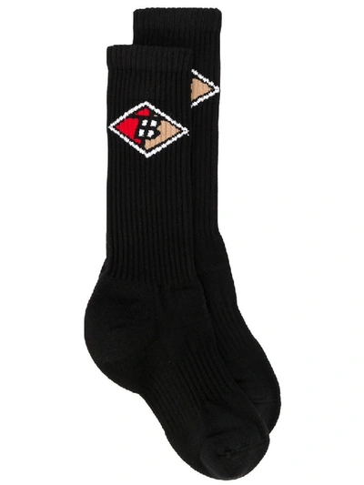 Shop Burberry Tb Monogram Print Socks In Black