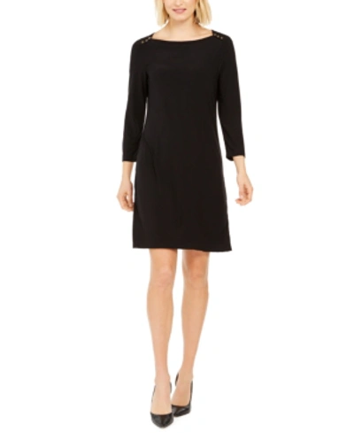 Shop Pappagallo Button-detail Dress In Black