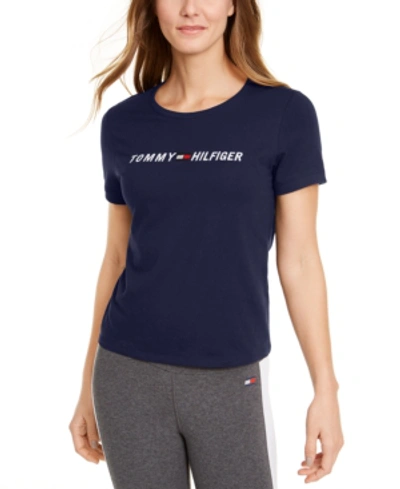 Shop Tommy Hilfiger Sport Logo T-shirt In Navy
