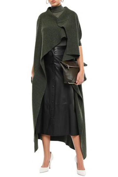 Shop Victoria Beckham Draped Mélange Wool-blend Vest In Army Green