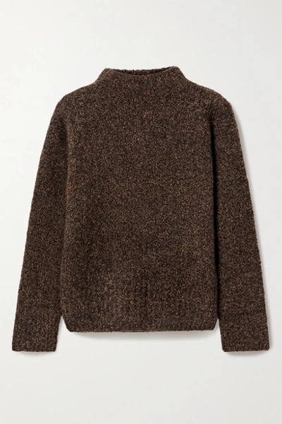 Shop The Row Cera Mélange Cashmere And Silk-blend Sweater In Brown