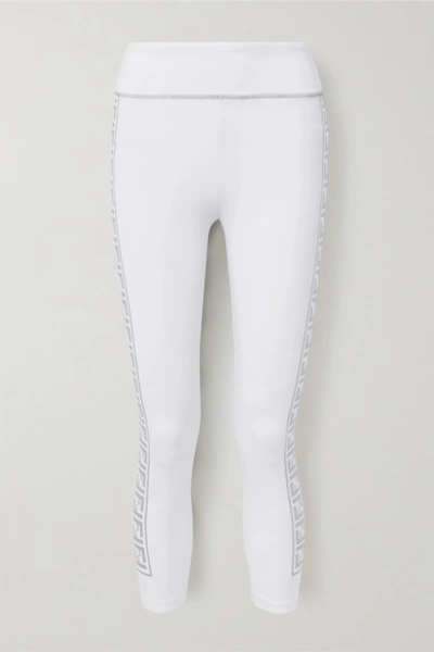 Shop Fendi Rama Printed Stretch Leggings In White