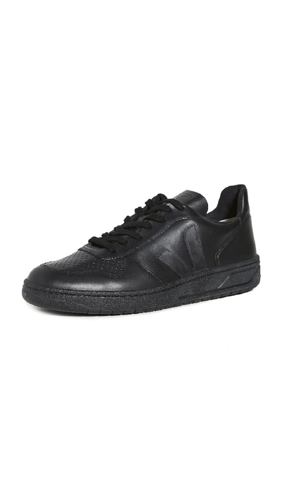 Shop Veja V-10 Sneakers In Black/black