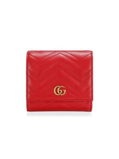 Shop Gucci Women's Gg Marmont Wallet In Hibiscus Red