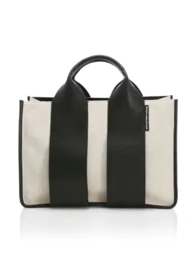 Shop Alexander Wang Large Rocco Leather-trimmed Canvas Satchel In White