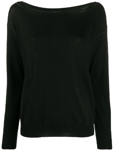 Shop P.a.r.o.s.h Knitted Boat-neck Jumper In Black