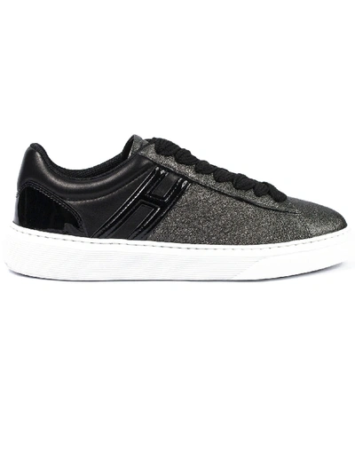 Shop Hogan Black And Silver H365 Sneakers In Nero