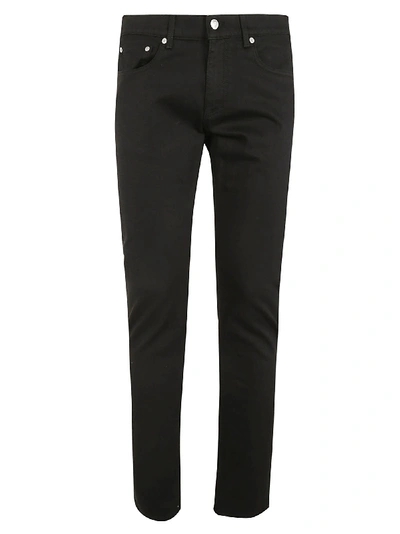 Shop Alexander Mcqueen Classic Fitted Embroidered Patch Detail Jeans In Black