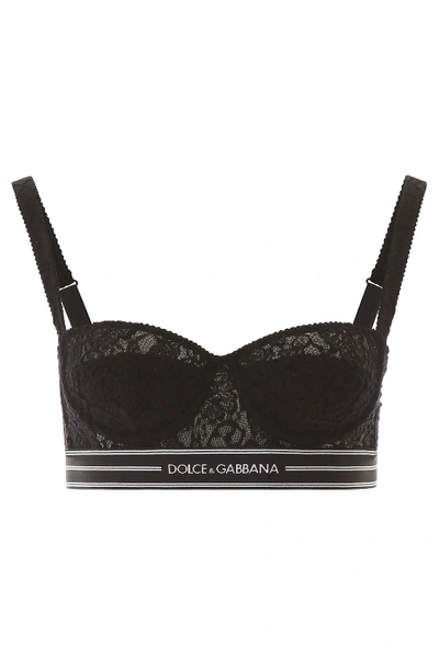 Shop Dolce & Gabbana Lace Balcony Bra In Nero (black)