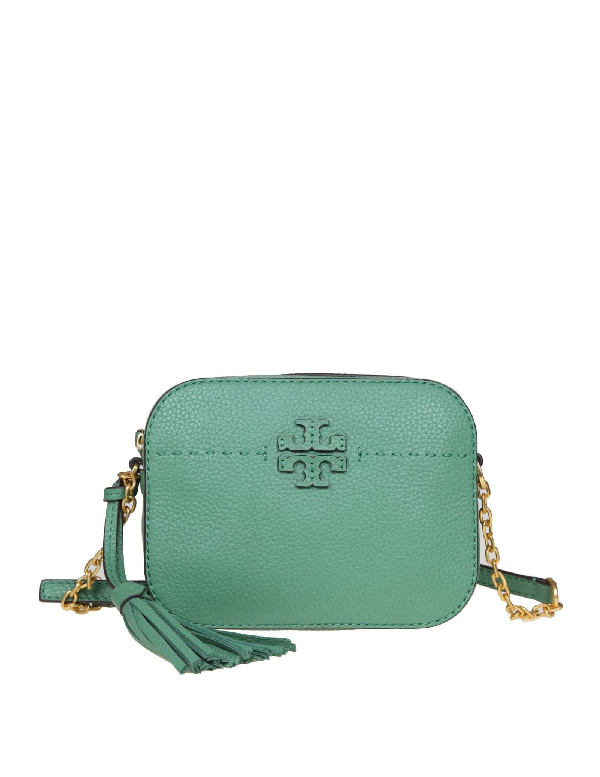 Tory Burch Mcgraw Shoulder Bag Room In Leather Green Leather Color In ...