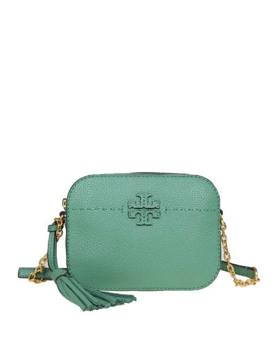Shop Tory Burch Mcgraw Shoulder Bag Room In Leather Green Leather Color