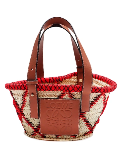 Shop Loewe Basket Animals Small Bag In Red