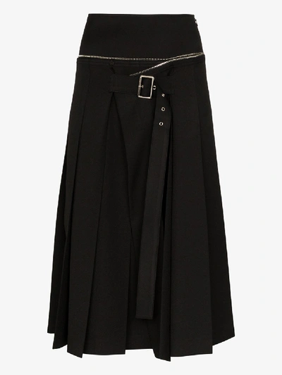 Shop We11 Done We11done Unbalanced Box Pleat Wool Skirt In Black