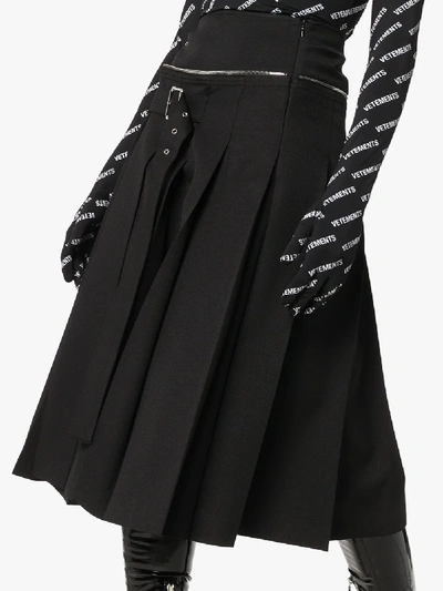Shop We11 Done We11done Unbalanced Box Pleat Wool Skirt In Black