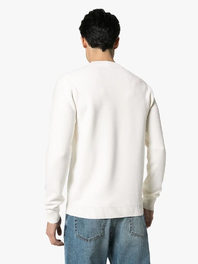 Shop Fendi Reflective Logo Pocket Wool Sweater In White