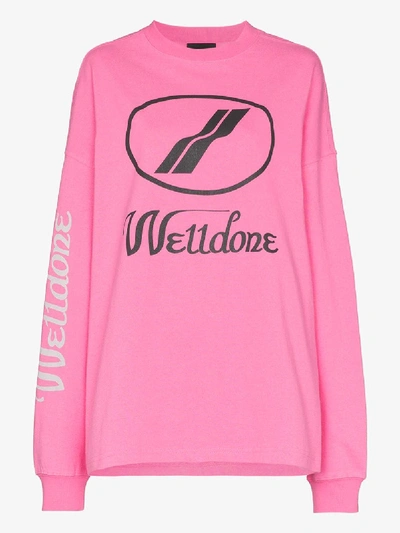 Shop We11 Done Logo Cotton Sweatshirt In Pink
