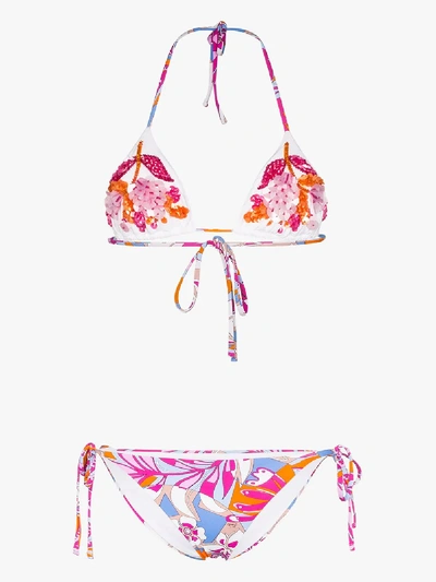 Shop Emilio Pucci Samoa Print Sequinned Bikini In Pink