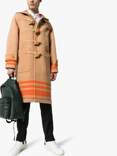 Psychologisch Onbepaald typist Burberry Striped Double-faced Wool Duffle Coat In Camel/orange | ModeSens