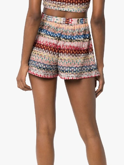 Shop Missoni Zigzag Stripe Knit Shorts In Red