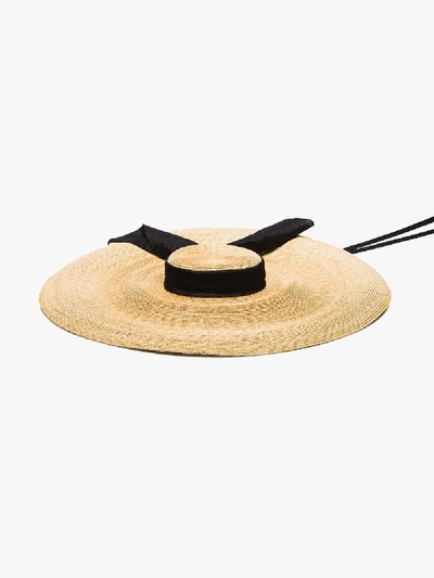 Shop Eliurpi Neutral Pamela Straw Hat In Black