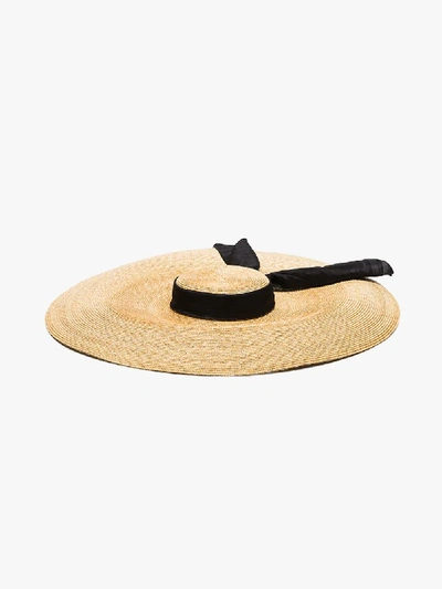 Shop Eliurpi Neutral Pamela Straw Hat In Black