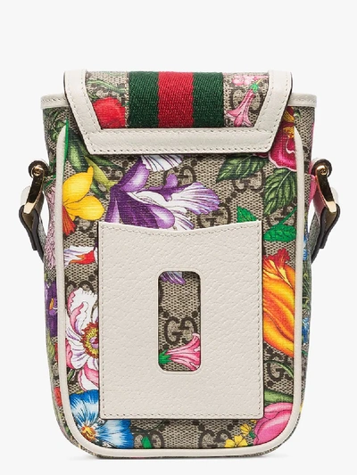Shop Gucci Womens Green Multicoloured Ophidia Gg Supreme Mini Phone Bag