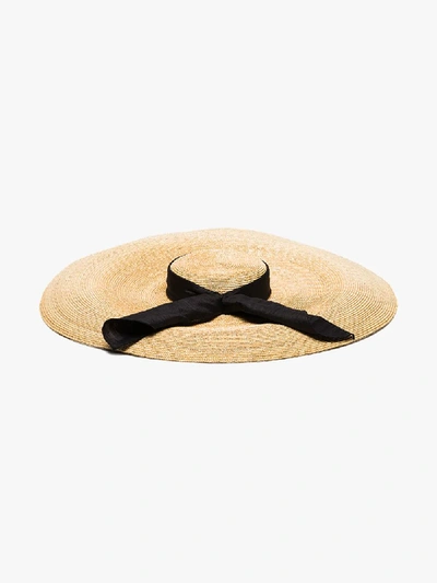 Shop Eliurpi Neutral Pamela Straw Hat In Black