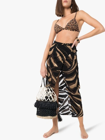 Shop Anemone Leopard Print Triangle Bikini Top In Brown