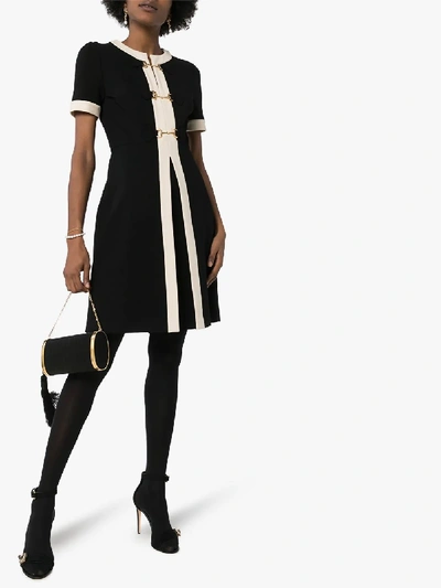 Shop Gucci Contrast Trim Metal Link Dress In Black