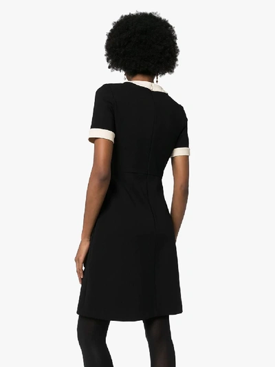 Shop Gucci Contrast Trim Metal Link Dress In Black