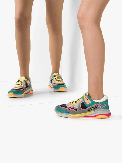Shop Gucci Multicoloured Ultrapace Suede Sneakers In Green