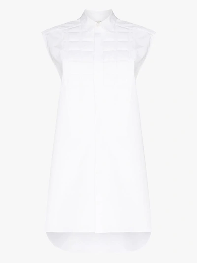 Shop Bottega Veneta White Quilted Cotton Poplin Sleeveless Shirt